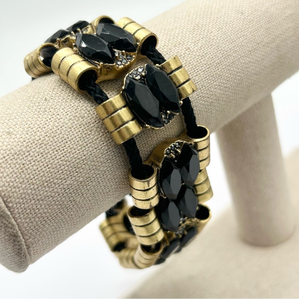 J. Crew Black Jeweled Slide Bracelet